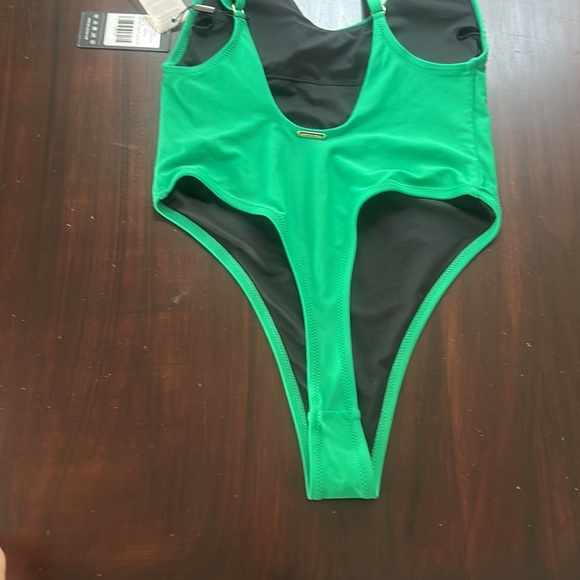 Relleciga Women’s High Cut Low Back One Piece Thong Swimsuit Green Size S - Picture 4 of 11